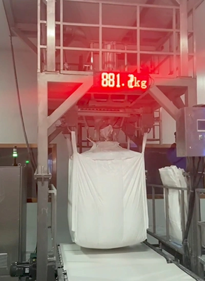 Sistema de enchimento de sacos FIBC de estação dupla para embalagem de glicose e aminoácidos em pó de grau alimentício